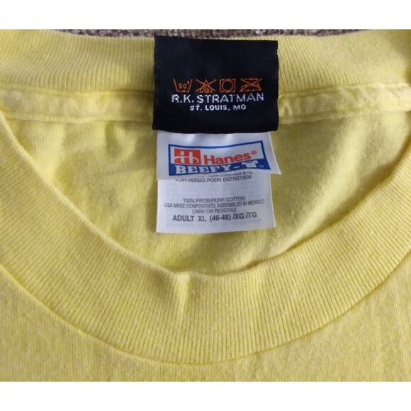 Harley-Davidson Rocky St Thomas Flames Mens T-Shirt Yellow Crew Vintage 1998 XL - Picture 5 of 12
